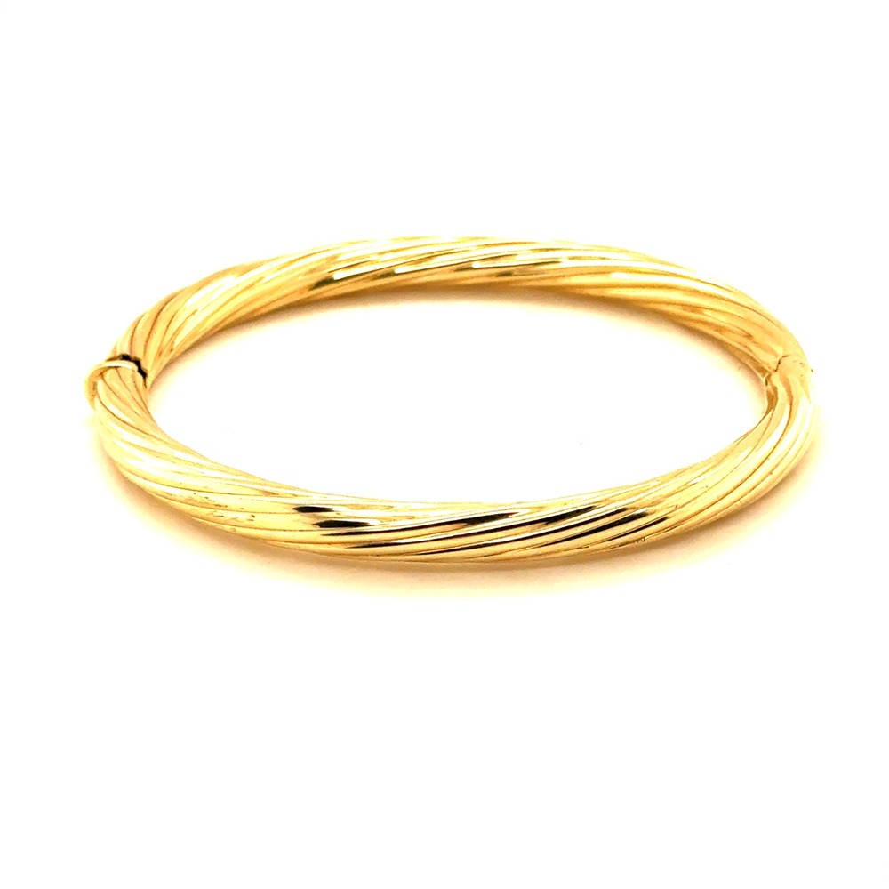14k Yellow Gold Twisted Rope Bangle Bracelet 6mm 16.2g 7 Inch Clasp Closure